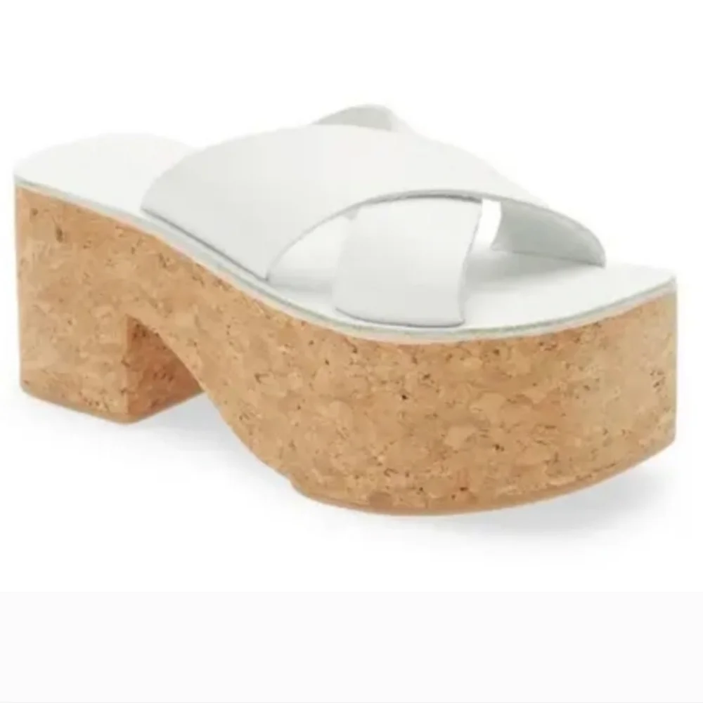 NEW Jeffrey Campbell Itzelia White Heel Platform Slide Sandal